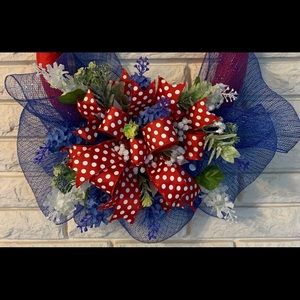 Red white and blue wreath.